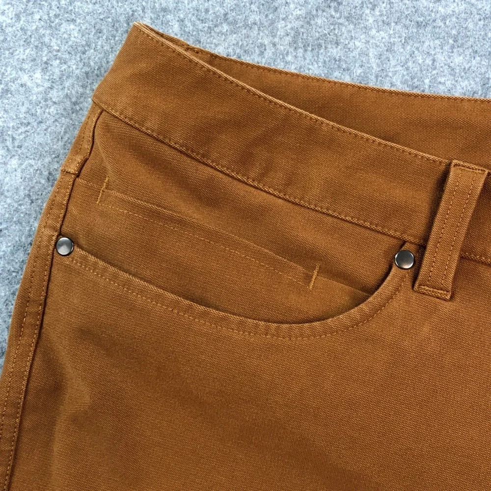 Lululemon Mens Canvas Pants 34x34 Brown Chino Slim Leg Stretch Athletic Pocket